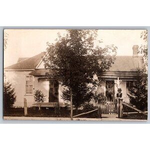 Antique Sepia-Toned Real Photo Postcard Of Family House #1677